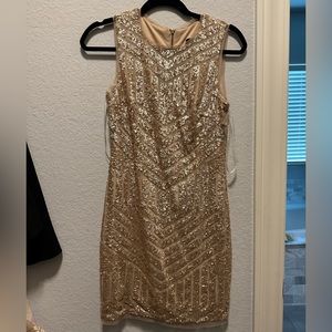 Gold sequin mini dress